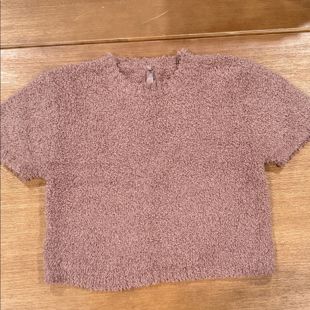 SKIMS Pink Fuzzy Knit Top